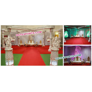 Conjunto de Mandap de Cristal con Mariposas para Bodas, Decoración de Mandap de Cristal para Bodas Indias, Pilares de Fibra de Vidrio y Cristal para Mandap España - Product Image 1