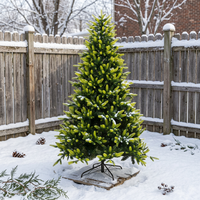 Sapin de Noël artificiel moderne en cèdre de haute qualité, en PVC, pliable, avec base personnalisée et lumières LED chaudes pour l'intérieur de la maison