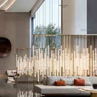 Lustre LED en acier inoxydable et acrylique haut de gamme pour hall d'hôtel, escalier, zone de réception et négociation, et bureau de vente
