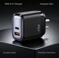 Chargeur mural rapide double port PD 45W USB-A + Type-C, adaptateur secteur de voyage avec prise UE pour téléphone portable, ordinateur portable, écouteurs – Vente en gros OEM
