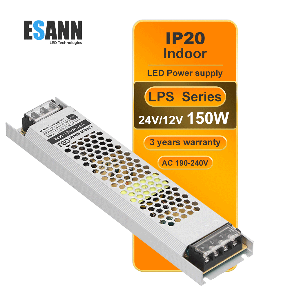 Блок питания с длинной полосой ESANN, светодиодный алюминиевый корпус IP20, ультратонкий, Dc12v, 24 В, 6,25 А, 100 Вт, 150 Вт, 200 Вт, светодиод