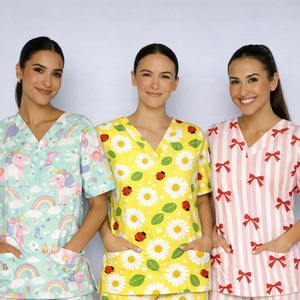 Uniformes de <span class=keywords><strong>Enfermera</strong></span> con Estampado Personalizado OEM, Conjunto de Uniformes Médicos para Mujer, Traje de <span class=keywords><strong>Enfermera</strong></span> con Patrón Bonito, Suministro al por Mayor, Uniformes de Enfermería 100% Algodón - Product Image 2