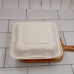 Disposable Sugarcane Pulp Takeout <b>Box</b> 8 Inch Three Compartment With Lid Biodegradable Microwave Safe - Product Image 5