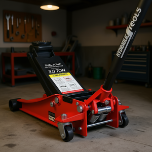 Martinetto idraulico da 3 tonnellate a doppia pompa, a basso profilo, in acciaio per auto - Product Image 2