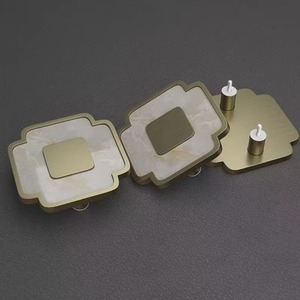 Poignée de porte en aluminium avec incrustations de résine naturelle imitation pierre marbre blanc, robuste, finition cuir bronze - Product Image 4