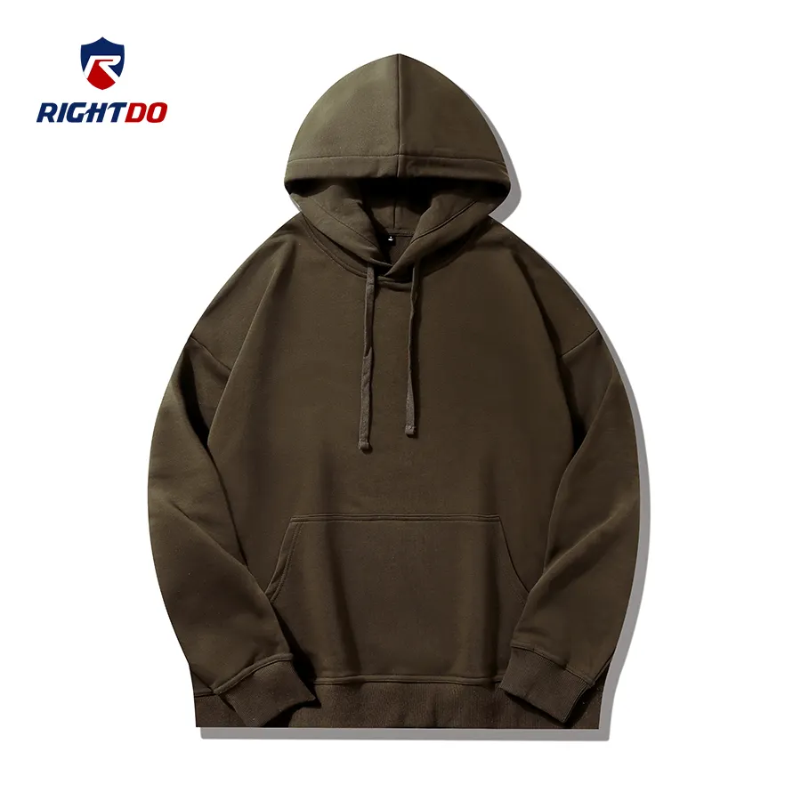 Grosir Kustom Bordir Logo Pria Hoodie Katun Kebesaran Hoodie Pullover Kaus Cetak Puff Hoodie untuk Uniseks