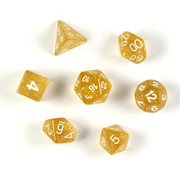 Jeu de dés multi-faces TRPG personnalisable 7 pièces carré en alliage de zinc poudre de paillettes d'or brillant polyédrique pour mdn Party Game Acrylique
