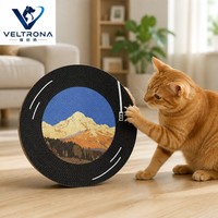 Griffoir pour chat de style tourne-disque, design vinyle, avec motif montagne pour chats
