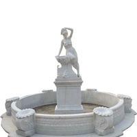 Grande Fontaine Murale Extérieure en Marbre avec Cascade et Statues