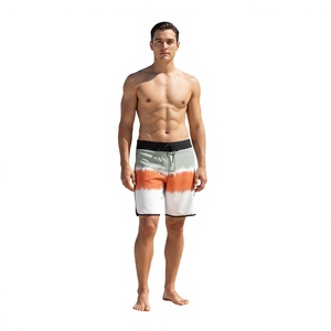 Shorts de Baño para Hombre con Estampado Tie Dye, Secado Rápido, Cierre con Cordón, Casuales, en Naranja, Blanco y Gris - Product Image 4