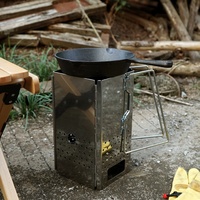 Barbecue d'extérieur pliable en acier inoxydable épaissi, réchaud à charbon de bois, allume-feu, portable, léger, 1,7 kg JEYHL-001S