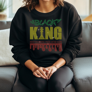 Vente en gros Mois de l'histoire des Noirs Roi Noir Rythme le plus puissant du jeu Hotfix Transferts de strass pour T-shirts et sweats à capuche - Product Image 1