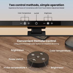 Lampe de bureau à LED avec écran tactile, 5 températures de couleur, gradation progressive, fonction mémoire, lampe de bureau pour ordinateur portable - Product Image 3