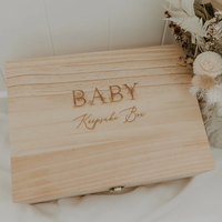 Boîte à souvenirs pour bébé pour ranger la première dent, les cheveux et les photos avec nom gravé personnalisé et détails de naissance
