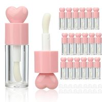 Tubes de brillant à lèvres ronds roses de 4 ml (0,13 oz) avec grand applicateur pour DIY, conteneur de brillant à lèvres en forme de cœur avec pinceau épais