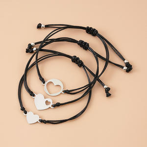3 unids/set familia 3 generaciones de la pulsera <span class=keywords><strong>para</strong></span> las mujeres encanto ajustable cuerda tejida corazón mamá abuela hija amante de la joyería, regalos - Product Image 4