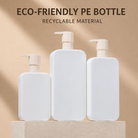 Flacon de shampoing personnalisé avec logo, 250 ml, 350 ml, 500 ml, blanc beige, emballage de shampoing en plastique carré plat de haute qualité