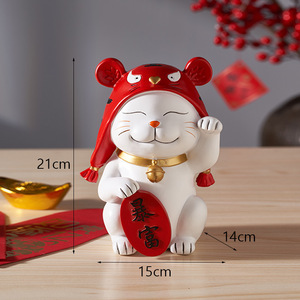 Figuritas de bandeja de gato de la suerte chino de resina para Interior, almacenamiento vacío, receptor de llaves, accesorios de decoración, entrada de <span class=keywords><strong>objetos</strong></span> para el hogar, gato de la suerte - Product Image 5