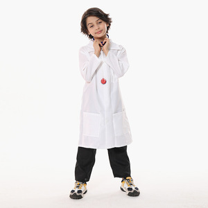 Kids Little Doctor Nurse <b>White</b> Coat Costume Kindergarten Career Role Play Stage Performance - Product Image 2