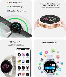 Oem Heart Rate Sleep Blood Oxygen Blood Pressure BT Call Health Wrist Round Smart Watch - Product Image 5