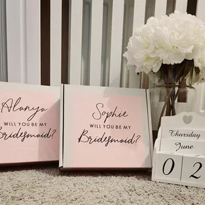 China Roze Gepersonaliseerde Bridal Party Voorstel Doos Bruidsmeisje Zal U Door Mijn Bruidsmeisje Eerste Bruidsmeisje Doos Bruidsmeisje Geschenken Box