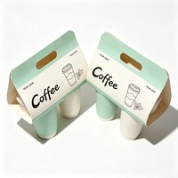 Portavasos de Papel Desechable para 2 Tazas de Café con Logotipo Personalizado, Portavasos de Papel para Llevar con Asa