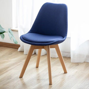 Silla de tela de <span class=keywords><strong>tulip</strong></span>án con pata de madera Simple moderna, silla de comedor tapizada para cocina gris - Product Image 3