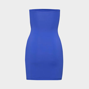 Jupe courte bleue moulante sans bretelles, tenue de soirée sexy, personnalisable en usine pour femmes - Product Image 6