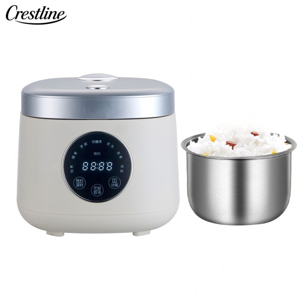 Modern Digital Mini 2L Electric Rice Cooker Multi-Function Stainless Steel Inner Pot Measuring Cup Paddle Plastic RV Accessory