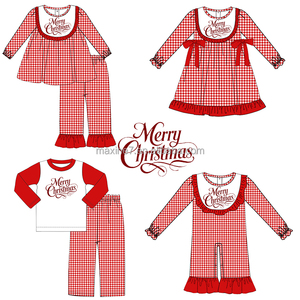 Ingrosso Inverno Abbigliamento Bambina di Natale Set con lettera di ricamo a quadri rosso modello ragazze 2 pezzi - Product Image 2