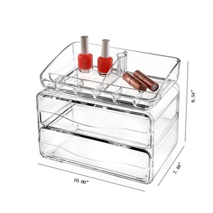 Acrílico transparente escritorio organización maquillaje organizador del soporte de exhibición <span class=keywords><strong>2</strong></span> cajones de cosméticos caja de almacenamiento - Product Image 2