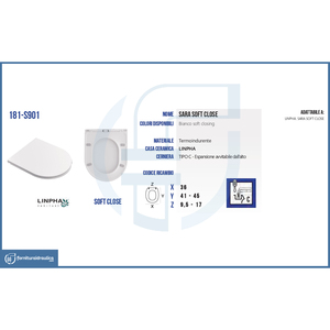 Copriwater Sara in Plastica dal Design Moderno con Chiusura Morbida per WC Allungati e Quadrati, Funzione Telecomando per Bagno - Product Image 2