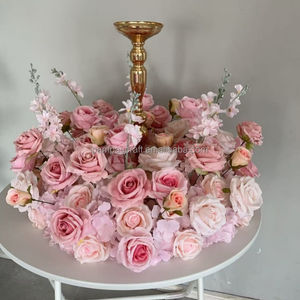 PPS élégant couronne de fleurs pièce maîtresse pour candélabre 60cm rose fleur couronne support Base pour mariage Table affichage accessoires décor - Product Image 2