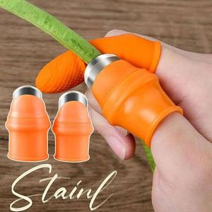 Herramientas de Jardinería, Recortador de Verduras, Cuchillo de Pulgar, Guante Cortador, Naranja, Elástico, Silicona y Acero Inoxidable, Ligero, OEM - Product Image 4