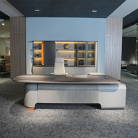 Table de bureau moderne de luxe en forme de L incurvée, sur mesure pour les managers et les dirigeants