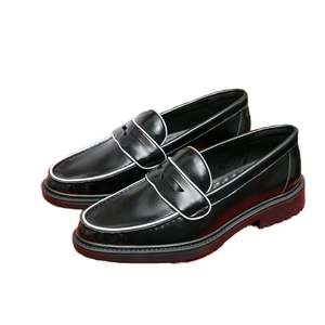 Custom Logo Fashion Trend Men's Genuine Leather Loafers Slip-On Elegant <b>Flat</b> Comfort Arch Support Wedding Shoes Office Dress - Product Image 1