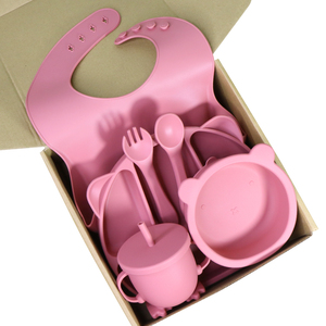 Tùy chỉnh in logo bán buôn trẻ em đồ ăn Bộ đồ ăn BPA free Silicone bé ăn hút bát Silicone tấm Set - Product Image 1