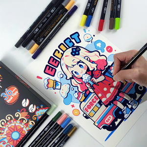 Tự Làm Vẽ Nghệ Sĩ Đề nghị Chuyên Nghiệp 12/24/36/48/60 Màu Sắc Bàn Chải/Dot Tốt Kép Mẹo Không Thấm Nước Acrylic Sơn Đánh Dấu Bút Bộ - Product Image 4