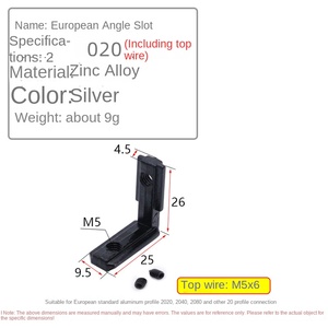 Deying 2020/3030/4040L noir connecteur de fente d'angle Standard europé<span class=keywords><strong>en</strong></span> accessoires de profil <span class=keywords><strong>en</strong></span> aluminium zinc Carton intégré emballé - Product Image 5