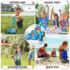 Wholesale Children's Outdoor Automatic Bubble Train Toy Machine Hand-<strong>Pulled</strong> <strong>Lawn</strong> <strong>Mower</strong> Plastic Automatic Blowing Feature Kids - Product Image 3
