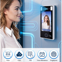 Contrôle d'accès facial dynamique de 5 pouces, reconnaissance d'empreintes digitales, pointage des heures, reconnaissance des veines palmaires avec option de moniteur intérieur