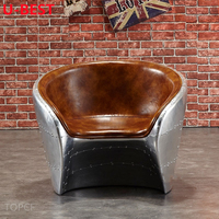 U-Best Spitfire Chaise en Cuir et Aluminium au Design Vintage d'Aviation pour Salon