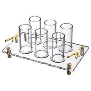 Nouveaux produits Judaica : Ensemble à liqueur en Lucite motif brindille, présentoir classique transparent pour Pessa'h, cadeau pour la maison juive ou un mariage, idéal pour Shabbat et Yom Tov - Product Image 5