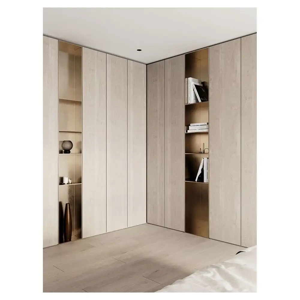 New Design Bedroom Furniture Sliding Door Wooden Lacquer Modern White Simple Home Wardrobe Customized Size