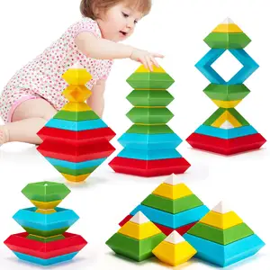 Brinquedos Montessori para aprendizagem pré-escolar, 30 blocos empilháveis, brinquedo educativo empilhável para crianças de 1 a 6 anos, manipulação de haste