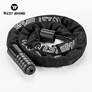WEST BIKING Serrure à combinaison à mot de passe à 5 chiffres Serrure à chaîne antivol extérieure de sécurité <span class=keywords><strong>pour</strong></span> vélo, moto et <span class=keywords><strong>VTT</strong></span> - Product Image 1