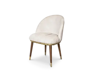Silla de comedor de diseño artístico, pata de madera maciza de roble de latón pulido, silla de comedor IMPERFECTIO de lujo