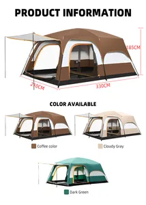 Lusso 8-10 persone tenda campeggio impermeabile Oxford doppio 2 camere da letto per famiglia avventure all'aperto Hotel Resort ville casa Mobile