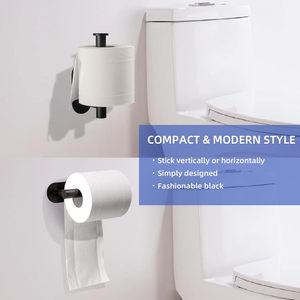 Self Adhesive Punch-Free Wall Mount Toilet Paper Holder for Bathroom SUS 304 Matte Black - Product Image 5