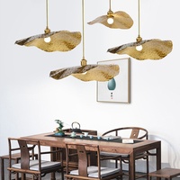 Suspension LED en fer forgé style zen chinois, motif feuille de lotus, hauteur réglable, pour restaurants de hot pot, tables à thé, style rétro